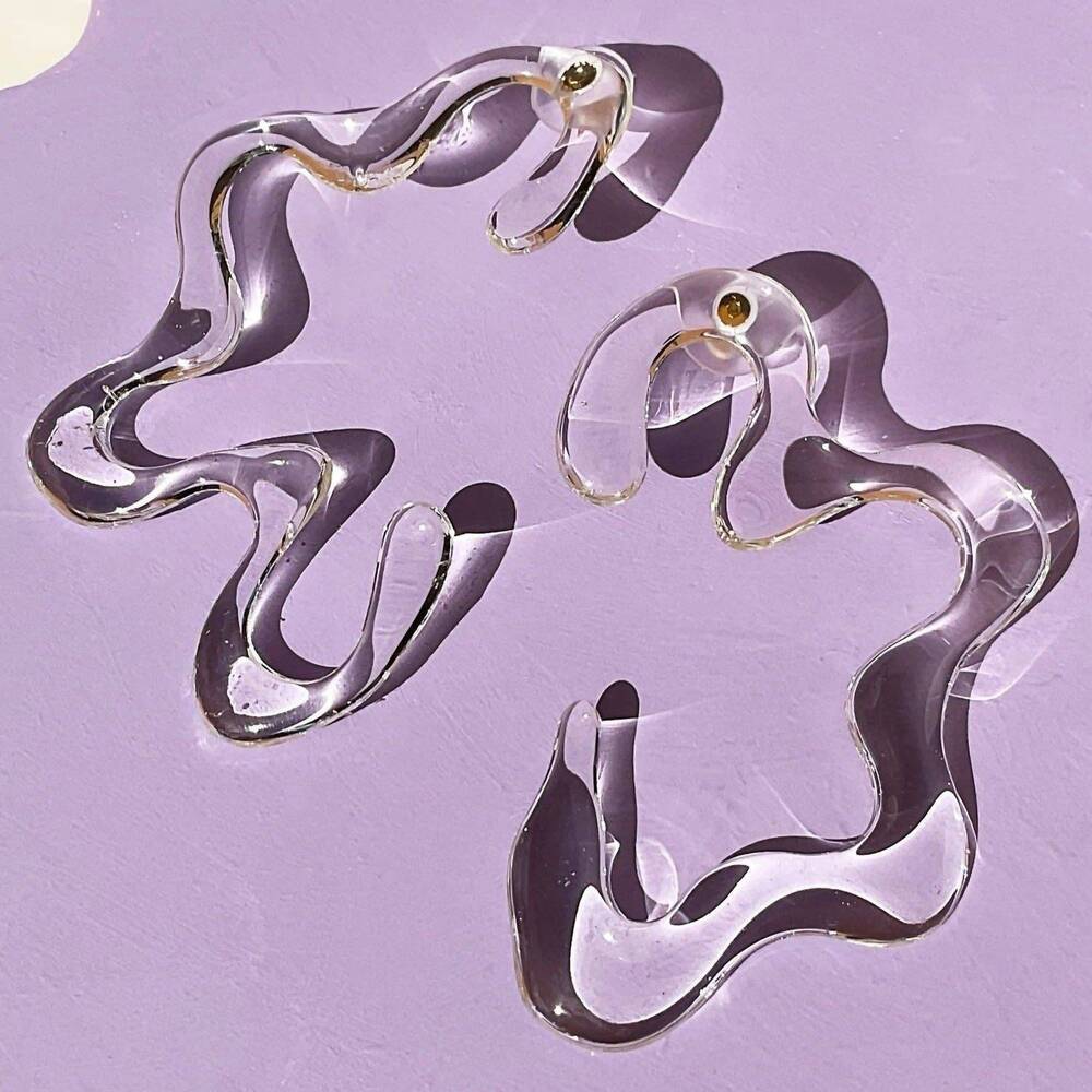 NEW LOVE MADEYE DESIGNS women's halfsies squiggle drop earrings in clear